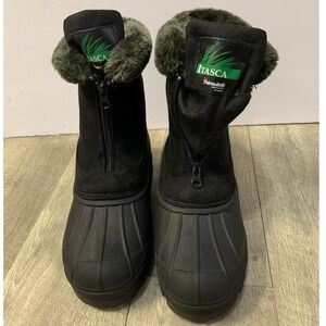 Itasca Snowslide Winter Boots 3M Thinsulate Waterproof Warm Black Fur Shoes 8
